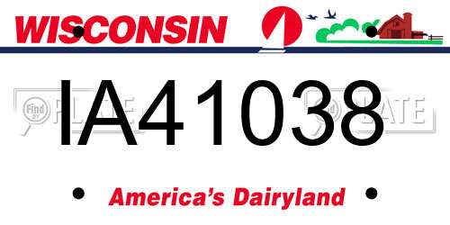 IA41038 Wisconsin License Plate
