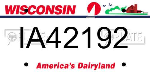IA42192 Wisconsin License Plate