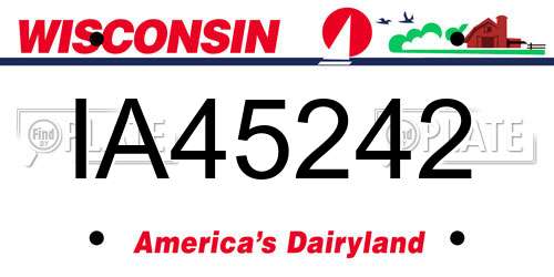 IA45242 Wisconsin License Plate