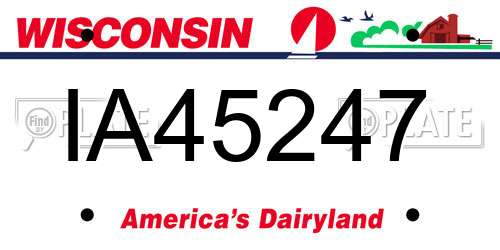 IA45247 Wisconsin License Plate