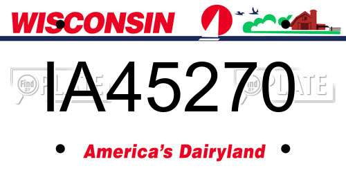 IA45270 Wisconsin License Plate