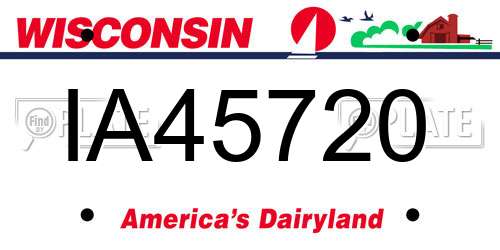 IA45720 Wisconsin License Plate