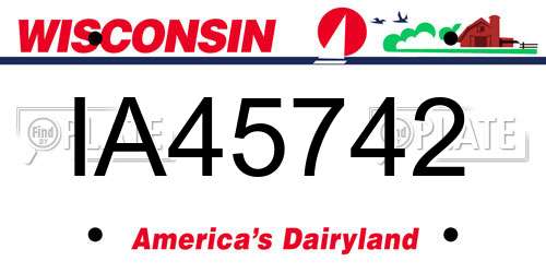 IA45742 Wisconsin License Plate