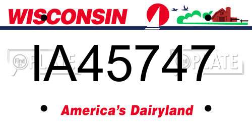 IA45747 Wisconsin License Plate