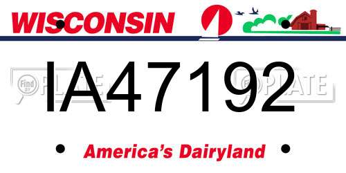 IA47192 Wisconsin License Plate