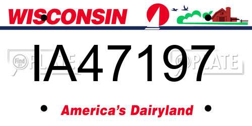 IA47197 Wisconsin License Plate