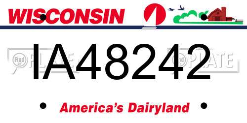 IA48242 Wisconsin License Plate