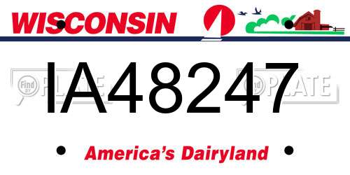 IA48247 Wisconsin License Plate
