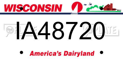 IA48720 Wisconsin License Plate