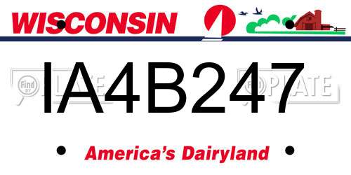 IA4B247 Wisconsin License Plate