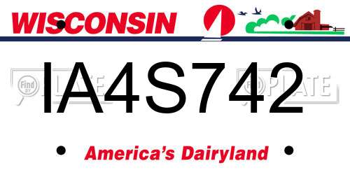 IA4S742 Wisconsin License Plate