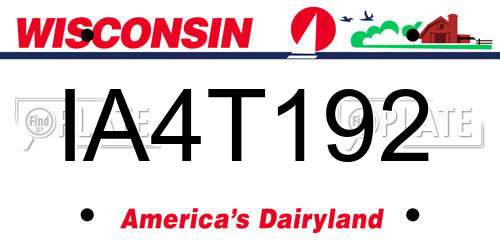 IA4T192 Wisconsin License Plate
