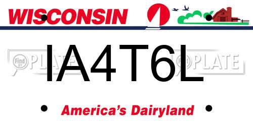 IA4T6L Wisconsin License Plate