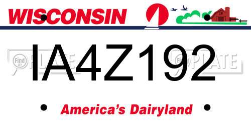 IA4Z192 Wisconsin License Plate