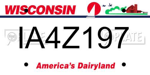IA4Z197 Wisconsin License Plate