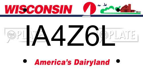 IA4Z6L Wisconsin License Plate