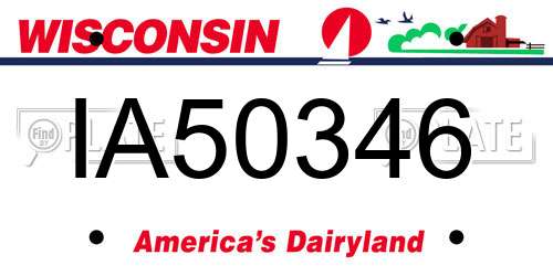 IA50346 Wisconsin License Plate