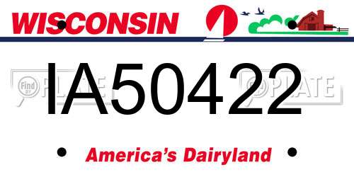 IA50422 Wisconsin License Plate