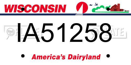 IA51258 Wisconsin License Plate