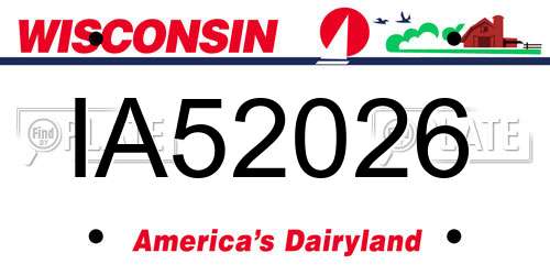 IA52026 Wisconsin License Plate