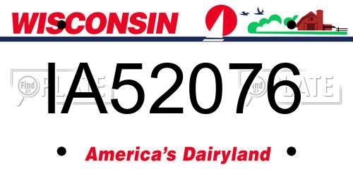 IA52076 Wisconsin License Plate