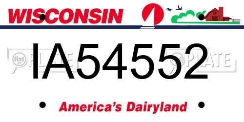 IA54552 Wisconsin License Plate