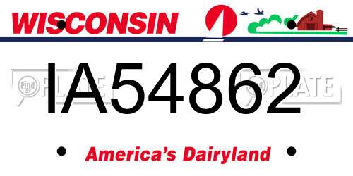 IA54862 Wisconsin License Plate