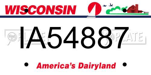 IA54887 Wisconsin License Plate