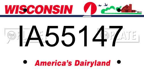IA55147 Wisconsin License Plate