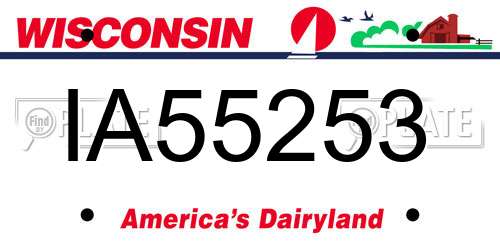 IA55253 Wisconsin License Plate