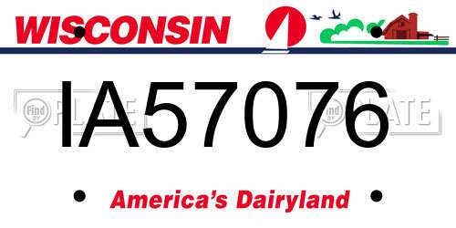 IA57076 Wisconsin License Plate