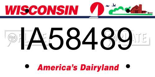 IA58489 Wisconsin License Plate