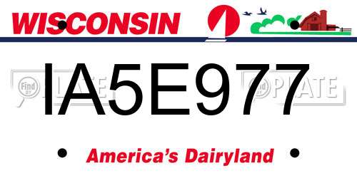 IA5E977 Wisconsin License Plate