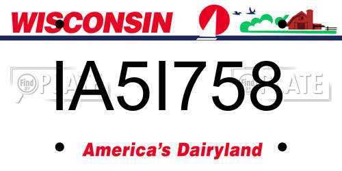 IA5I758 Wisconsin License Plate