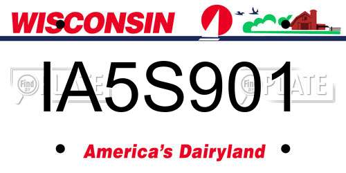 IA5S901 Wisconsin License Plate
