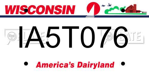 IA5T076 Wisconsin License Plate
