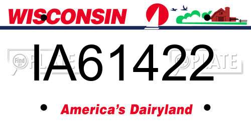 IA61422 Wisconsin License Plate