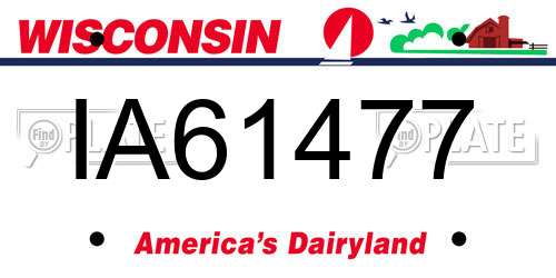 IA61477 Wisconsin License Plate