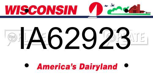 IA62923 Wisconsin License Plate