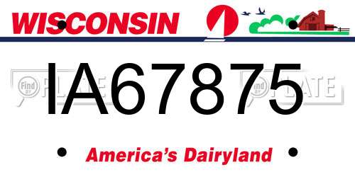 IA67875 Wisconsin License Plate