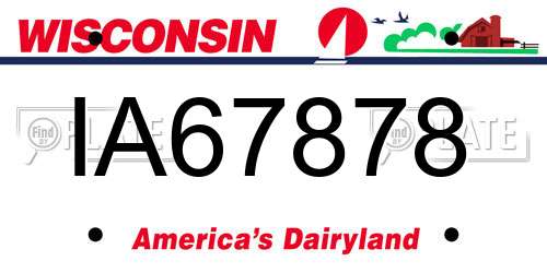 IA67878 Wisconsin License Plate