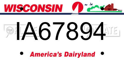 IA67894 Wisconsin License Plate