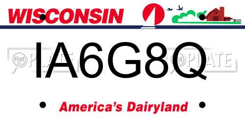 IA6G8Q Wisconsin License Plate