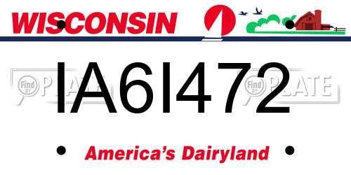 IA6I472 Wisconsin License Plate