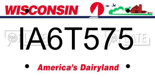 IA6T575 Wisconsin License Plate