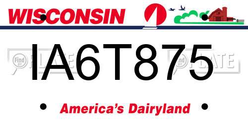 IA6T875 Wisconsin License Plate