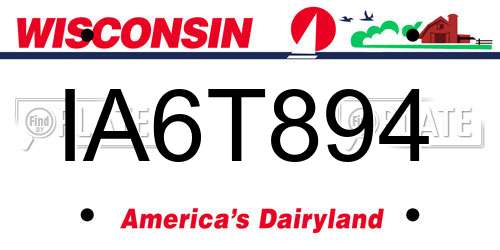 IA6T894 Wisconsin License Plate