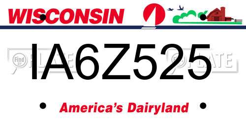 IA6Z525 Wisconsin License Plate