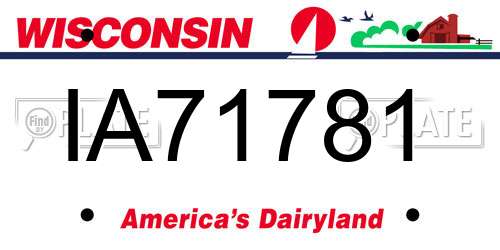 IA71781 Wisconsin License Plate