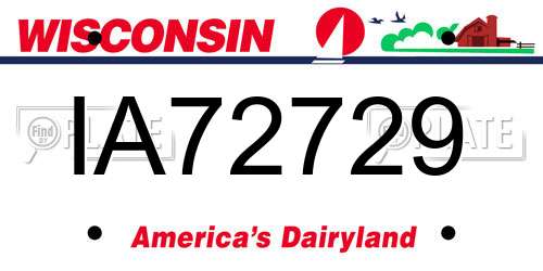 IA72729 Wisconsin License Plate